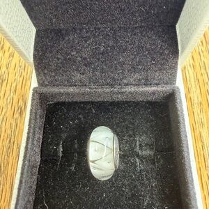 RETIRED Pandora White Looking Glass Murano Charm #790921